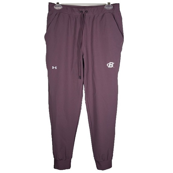 Under Armour Womens Sz M Storm Bodybuilding Logo Woven Joggers Maroon-1551 - Picture 2 of 6